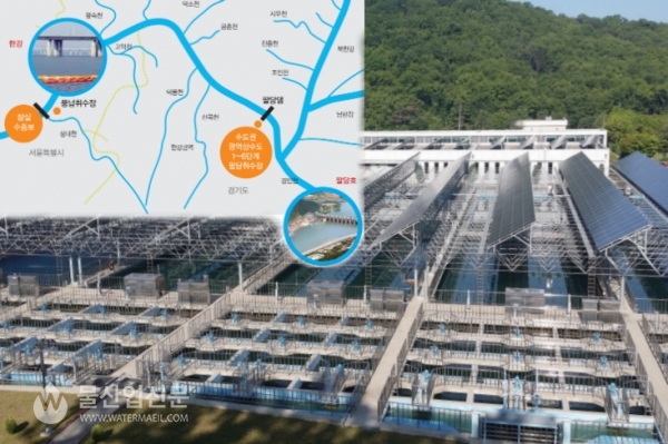 인천의 수돗물인 '미추홀참물'의 원수는 한강과 팔당호이다. 원수를 정수하는 공촌정수장의 모습